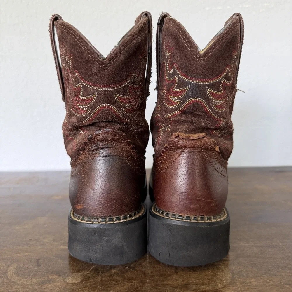 Ariat Western Cowgirl Boots Women's Fatbaby 6.5B Brown Suede 10014035 Cowboy